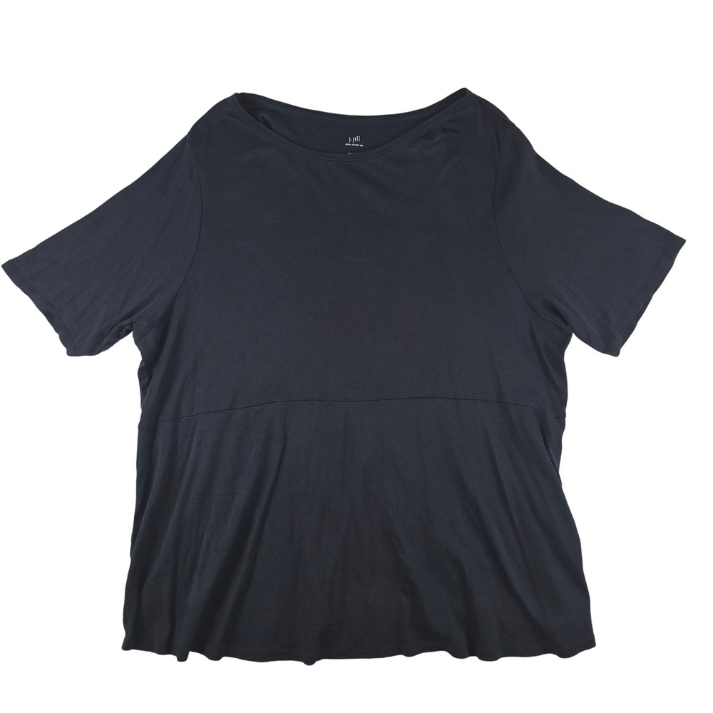 J. Jill Pima Shirttail Tee Women 3X Navy Blue Short Sleeve Cotton Plus Size Top